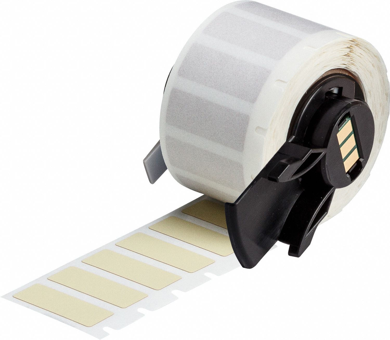 Pre-Cut Label Stock Roll: 1 in x 1 in, 1 in x 3/8 in, Polyimide, Permanent Adhesive, Yellow (Matte)