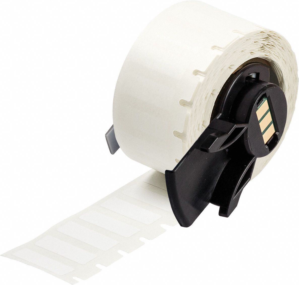 Pre-Cut Label Stock Roll: 3/8 in x 1 in, 1 in x 3/8 in, Polyester, White (Gloss), -40°F to 356°F