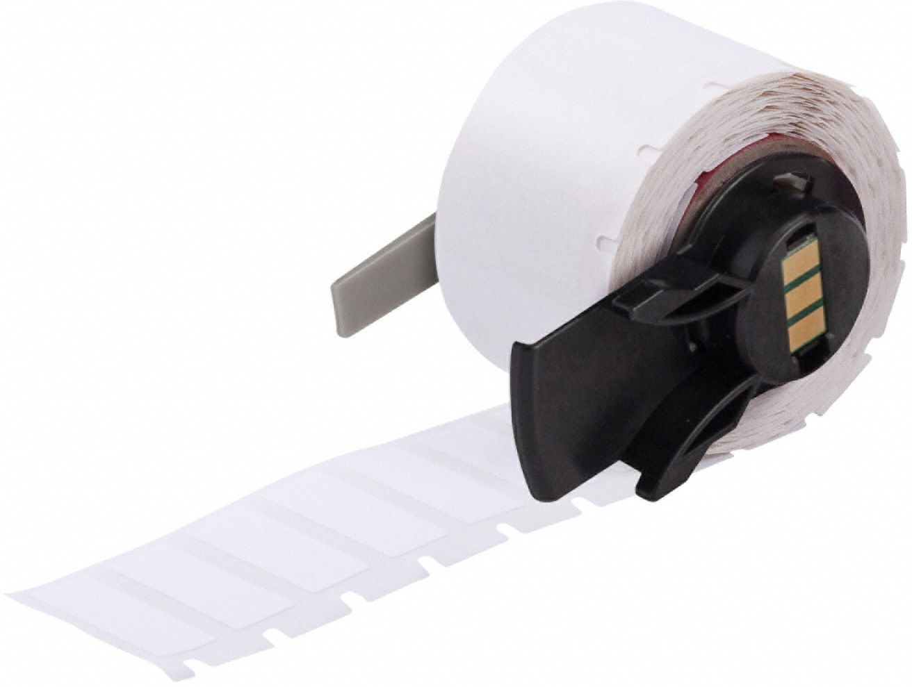 Pre-Cut Label Stock Roll: 3/8 in x 1 in, Rubber, Aggressive Adhesive/Permanent Adhesive, 500 Labels