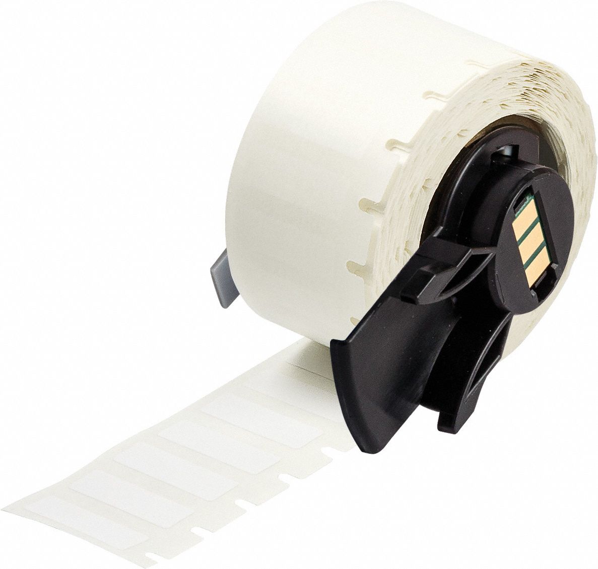 Wraparound Label: 3/8 in x 1 in, Vinyl, Black on White, For 12 AWG to 10 AWG Wire Gauge