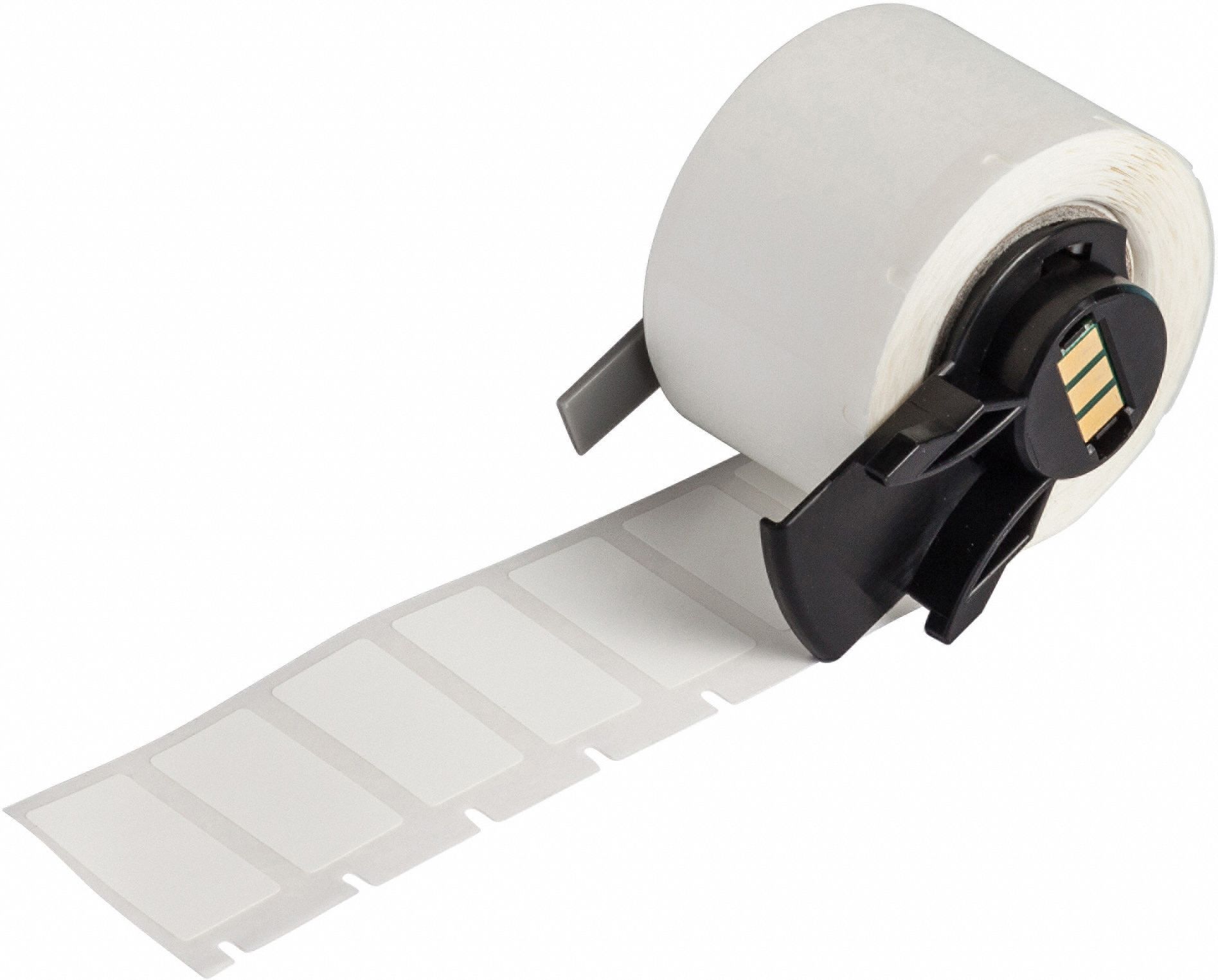 Pre-Cut Label Stock Roll: 1/2 in x 1 in, Acrylic, Aggressive Adhesive/Permanent Adhesive, 500 Labels