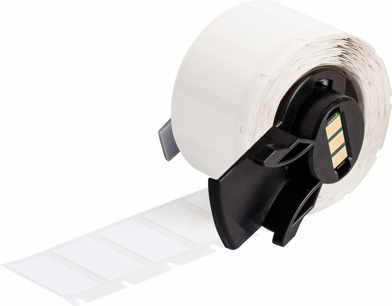 Pre-Cut Label Stock Roll: 1/2 in x 1 in, Rubber, Aggressive Adhesive/Permanent Adhesive, 500 Labels