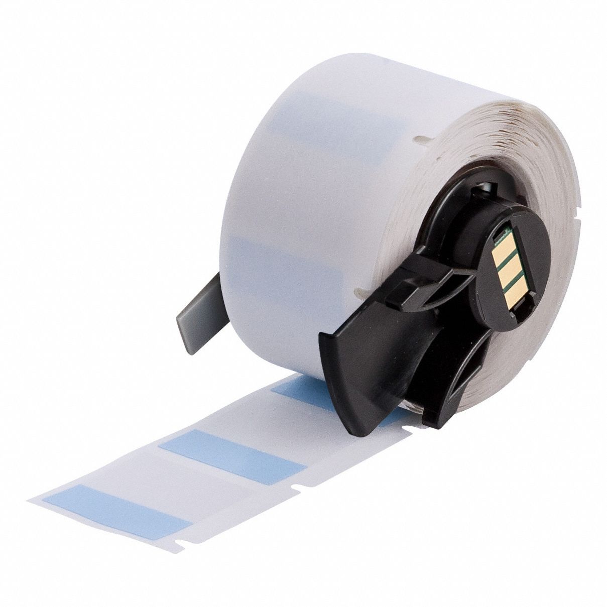 Wraparound Label: 1 in x 1 in, 1 in, Vinyl, Blue (Matte), For 16 AWG to 8 AWG Wire Gauge