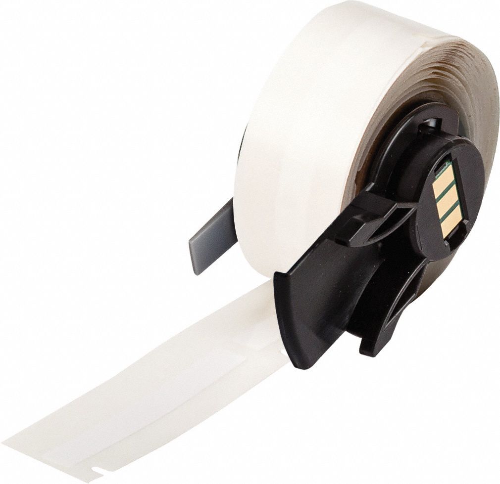 Pre-Cut Label Stock Roll: 1/4 in x 2 in, Acrylic, Aggressive Adhesive/Permanent Adhesive, 100 Labels