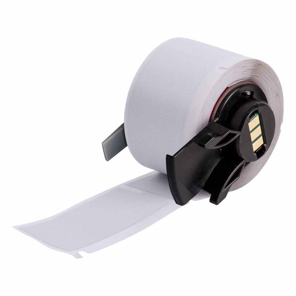 Pre-Cut Label Stock Roll: 2 in x 1 in, 1 in x 2 in, Polyester, Halogen-Free/Metal Detectable, Gray