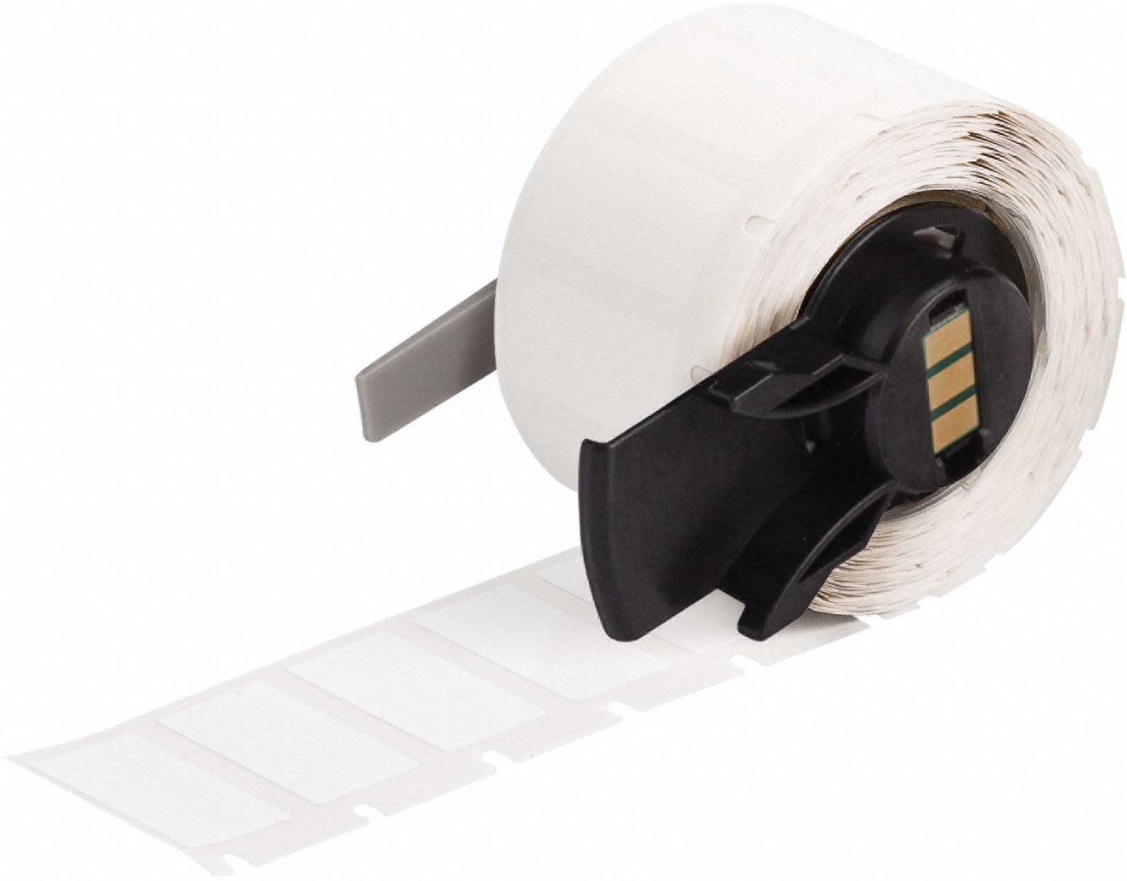 Pre-Cut Label Stock Roll: 2 in x 1 in, Rubber, Aggressive Adhesive/Permanent Adhesive, 100 Labels