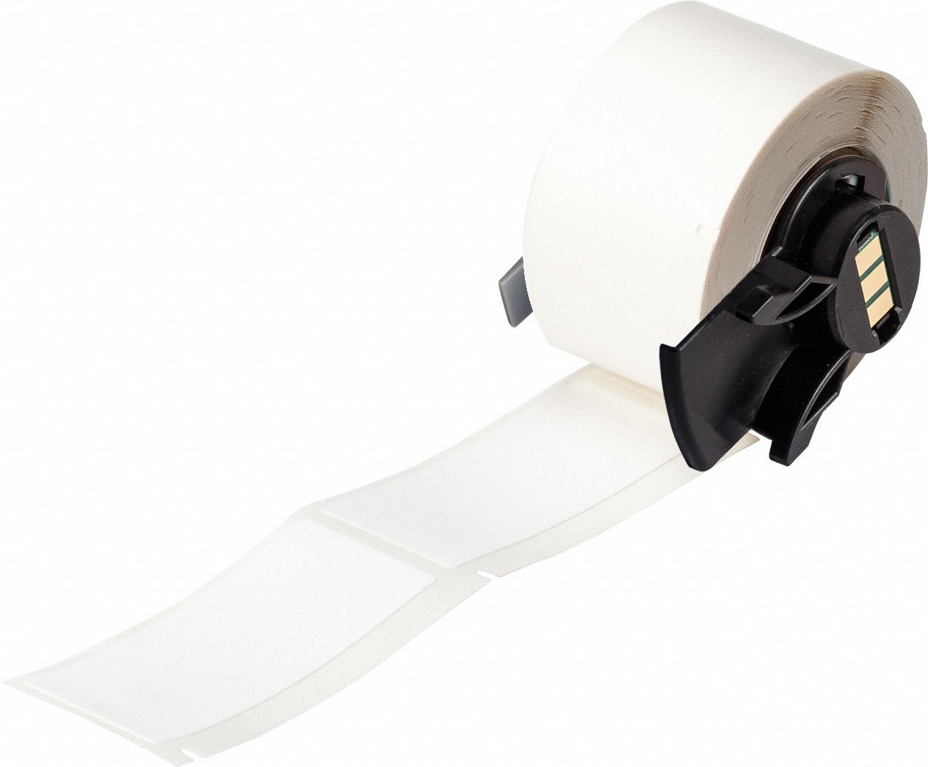 Wraparound Label: 2 1/2 in x 1 in, Vinyl, Black on White, For 0.76 in Wire Dia