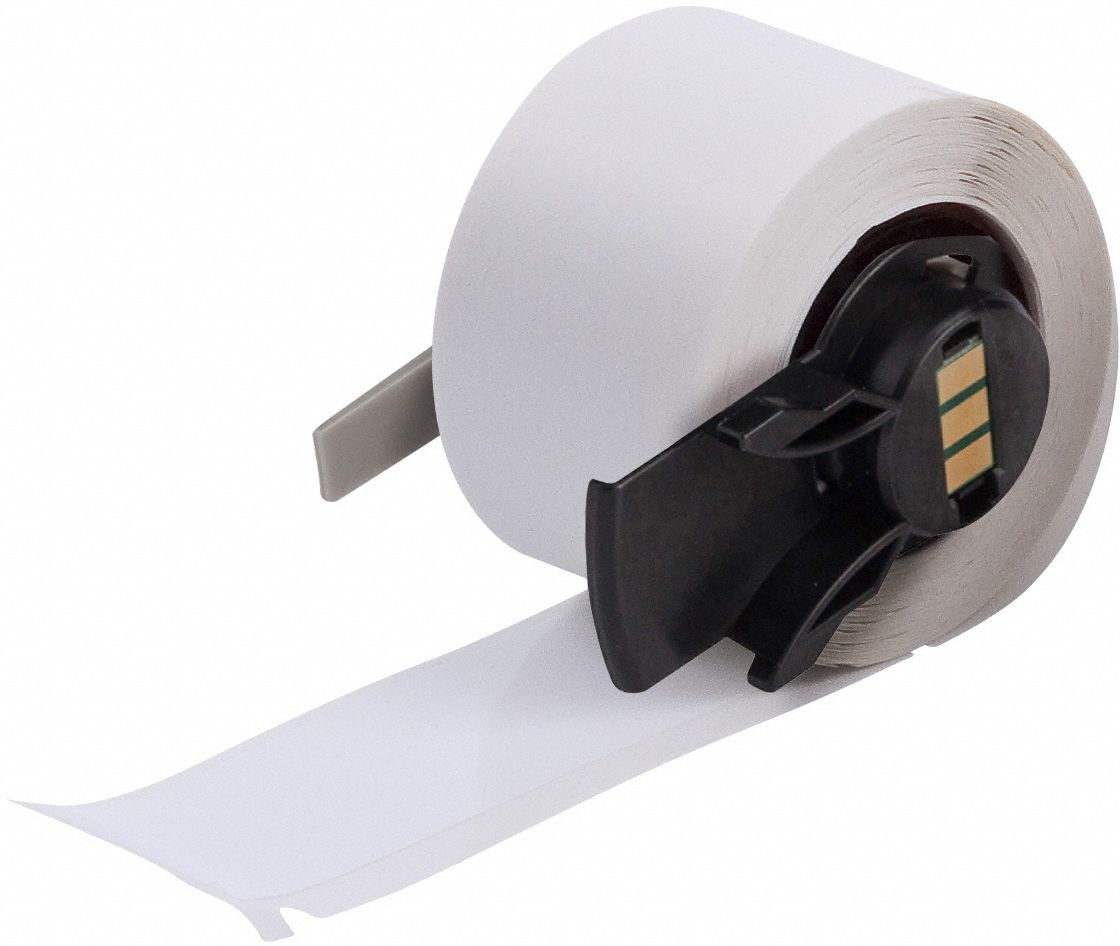 Pre-Cut Label Stock Roll: 1 in x 3 in, Acrylic, Aggressive Adhesive/Permanent Adhesive, 100 Labels