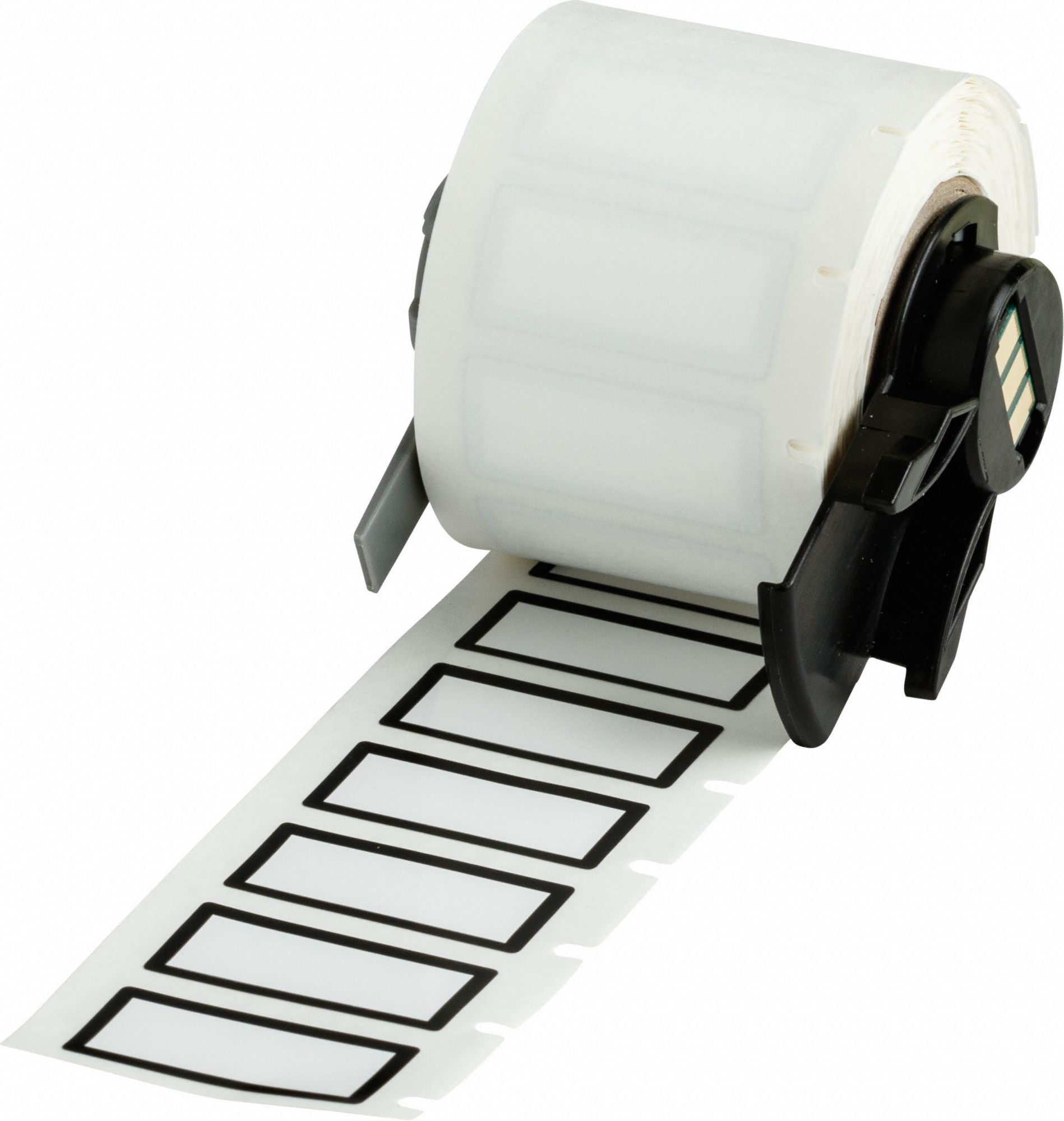 Pre-Cut Label Stock Roll: No Legend, 1/2 in x 1 1/8 in, 1 1/8 in x 1/2 in, Polyester, White