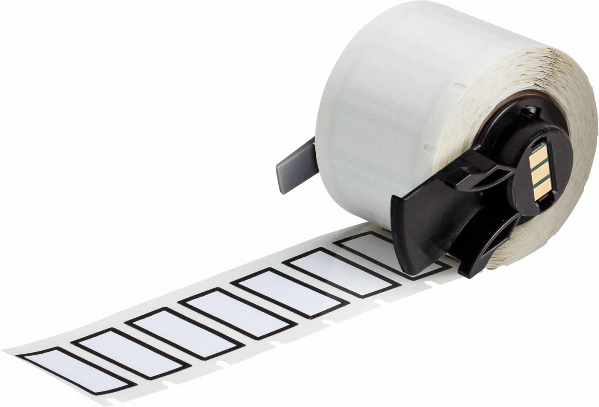 Pre-Cut Label Stock Roll: No Legend, 1/2 in x 1 1/8 in, 1 1/8 in x 1/2 in, Polyester, White