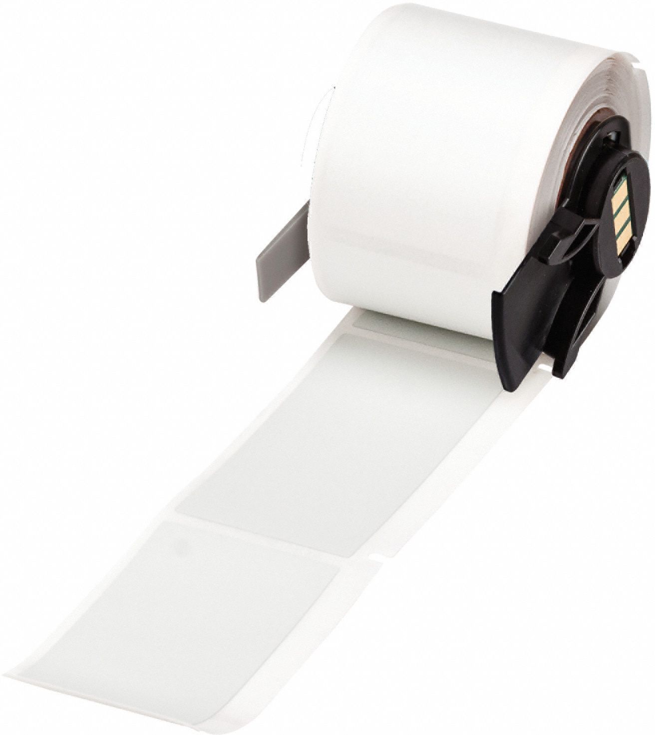 Pre-Cut Label Stock Roll: 2 3/4 in x 1 1/4 in, 1 1/4 in x 2 3/4 in, Polyester, Gray