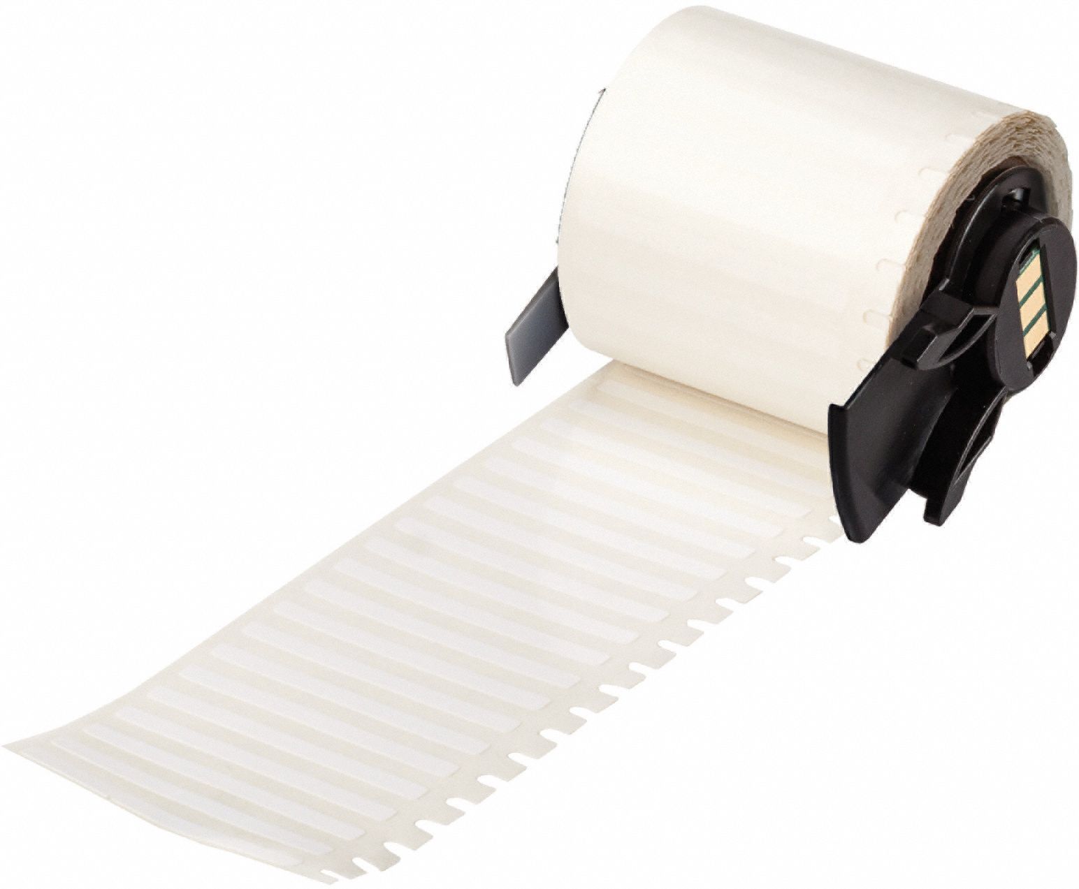 Pre-Cut Label Stock Roll: 1/8 in x 1 1/2 in, Acrylic, Aggressive Adhesive/Permanent Adhesive