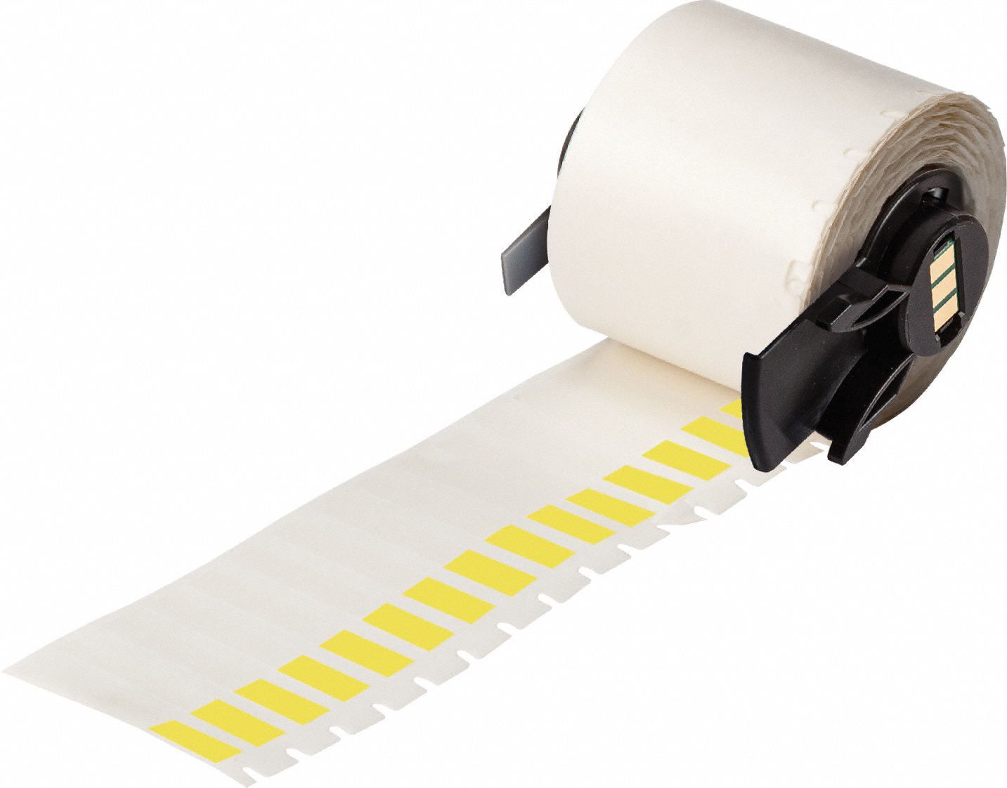 Wraparound Label: 1 1/2 in x 1/4 in, 1/4 in, Vinyl, Yellow (Matte), For 10 AWG to 4 AWG Wire Gauge