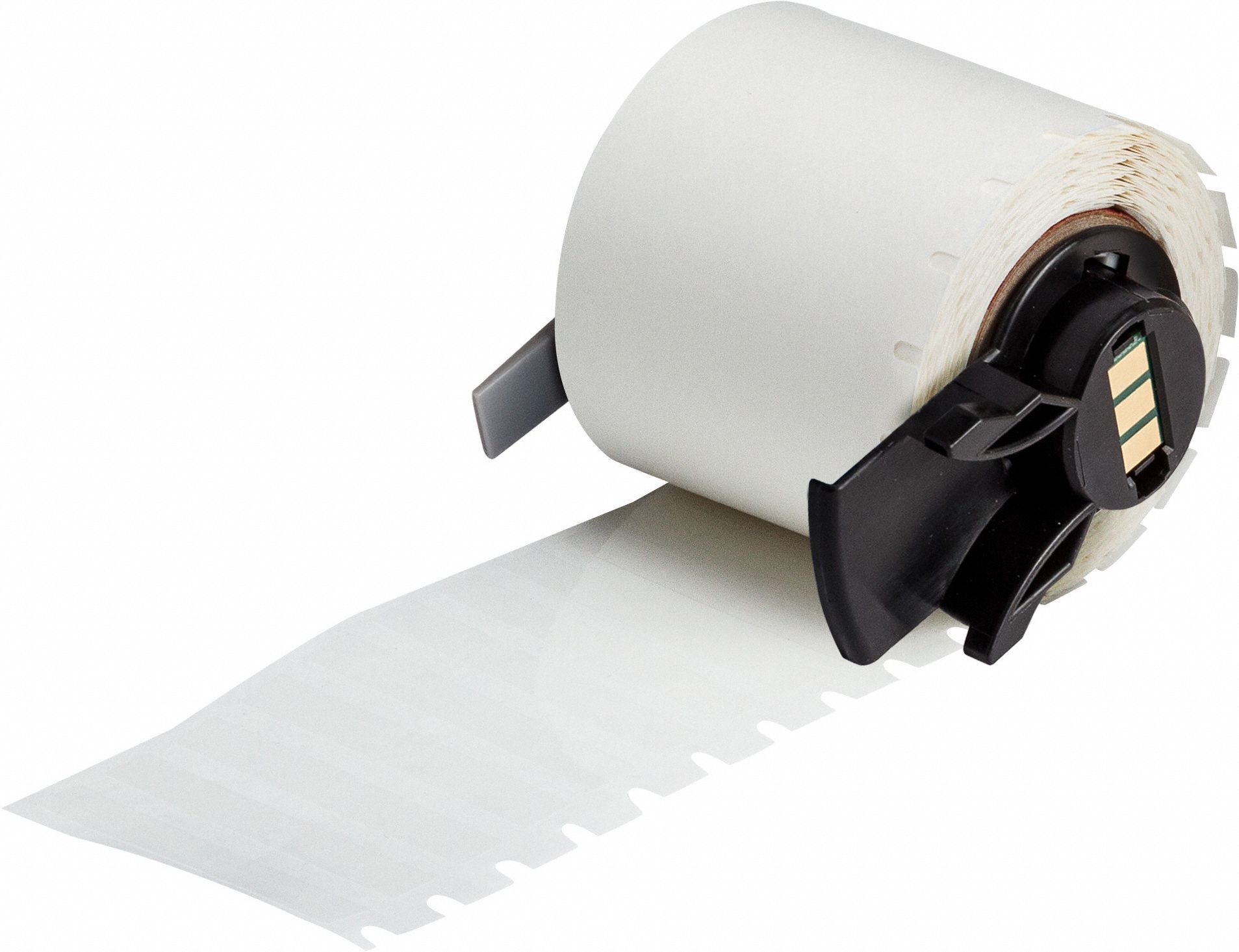 Pre-Cut Label Stock Roll: 1/4 in x 1 1/2 in, Acrylic, Aggressive Adhesive/Permanent Adhesive