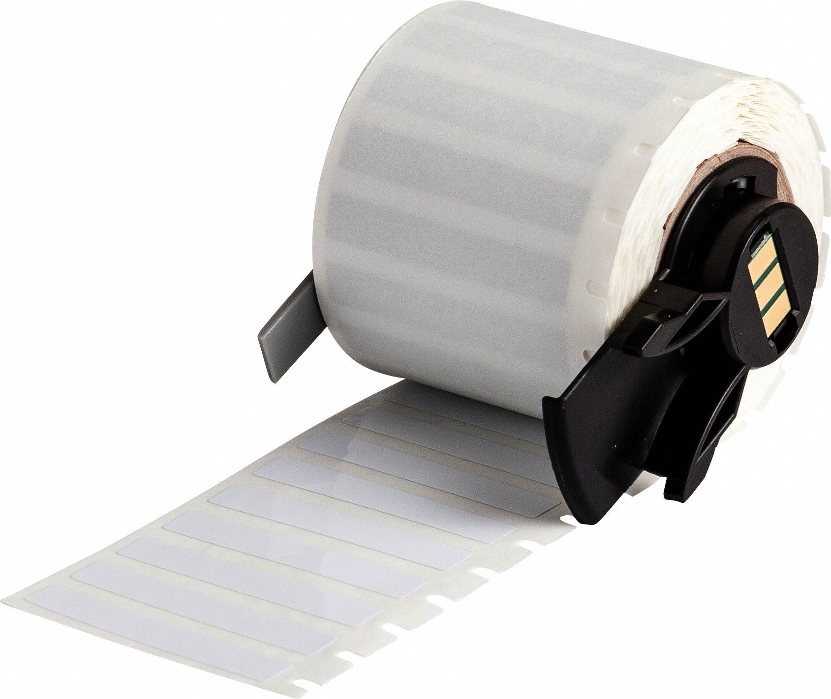 Pre-Cut Label Stock Roll: 1/4 in x 1 1/2 in, 1 1/2 in x 1/4 in, Polyester, White (Gloss)