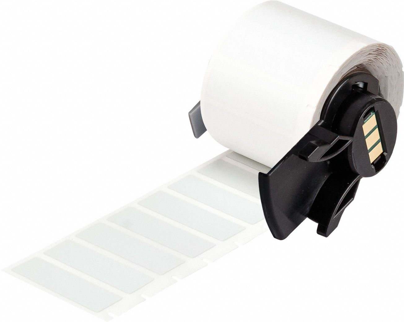 Pre-Cut Label Stock Roll: 1/2 in x 1 1/2 in, 1 1/2 in x 1/2 in, Polyester, Gray, 500 Labels per Roll