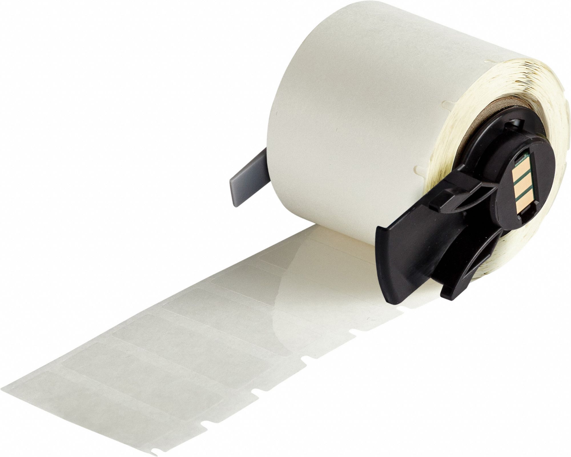 Pre-Cut Label Stock Roll: 1/2 in x 1 1/2 in, Acrylic, Aggressive Adhesive/Permanent Adhesive