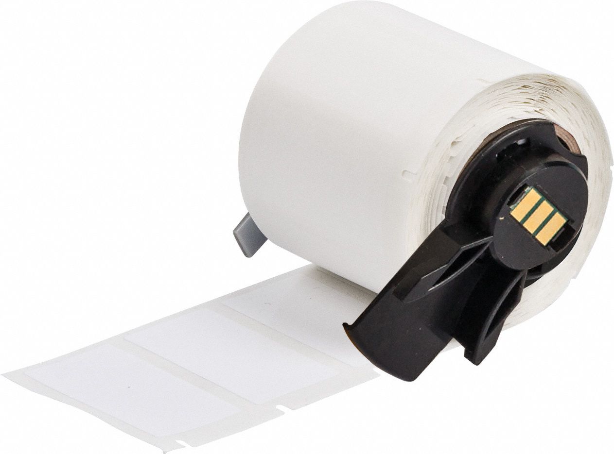 Wraparound Label: 1/2 in x 1 1/2 in, Vinyl, Black on White, For 10 AWG to 4 AWG Wire Gauge