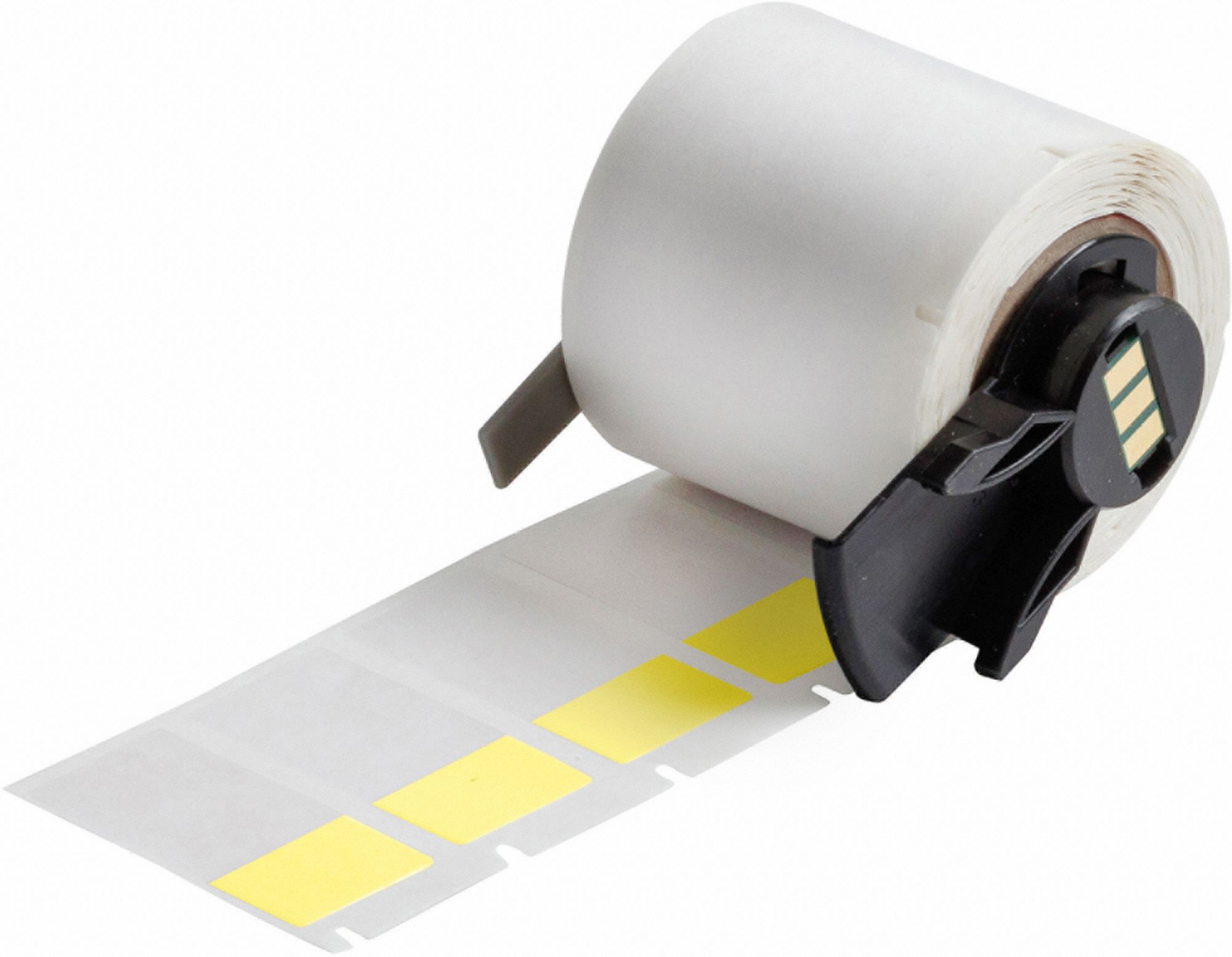 Wraparound Label: 1 1/2 in x 3/4 in, 3/4 in, Vinyl, Yellow (Matte), For 10 AWG to 4 AWG Wire Gauge
