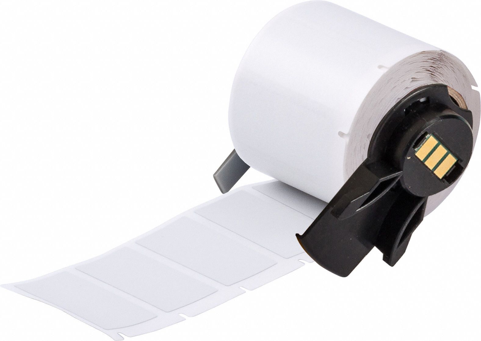 Pre-Cut Label Stock Roll: 3/4 in x 1 1/2 in, 1 1/2 in x 3/4 in, Polyester, Metal Detectable, Gray