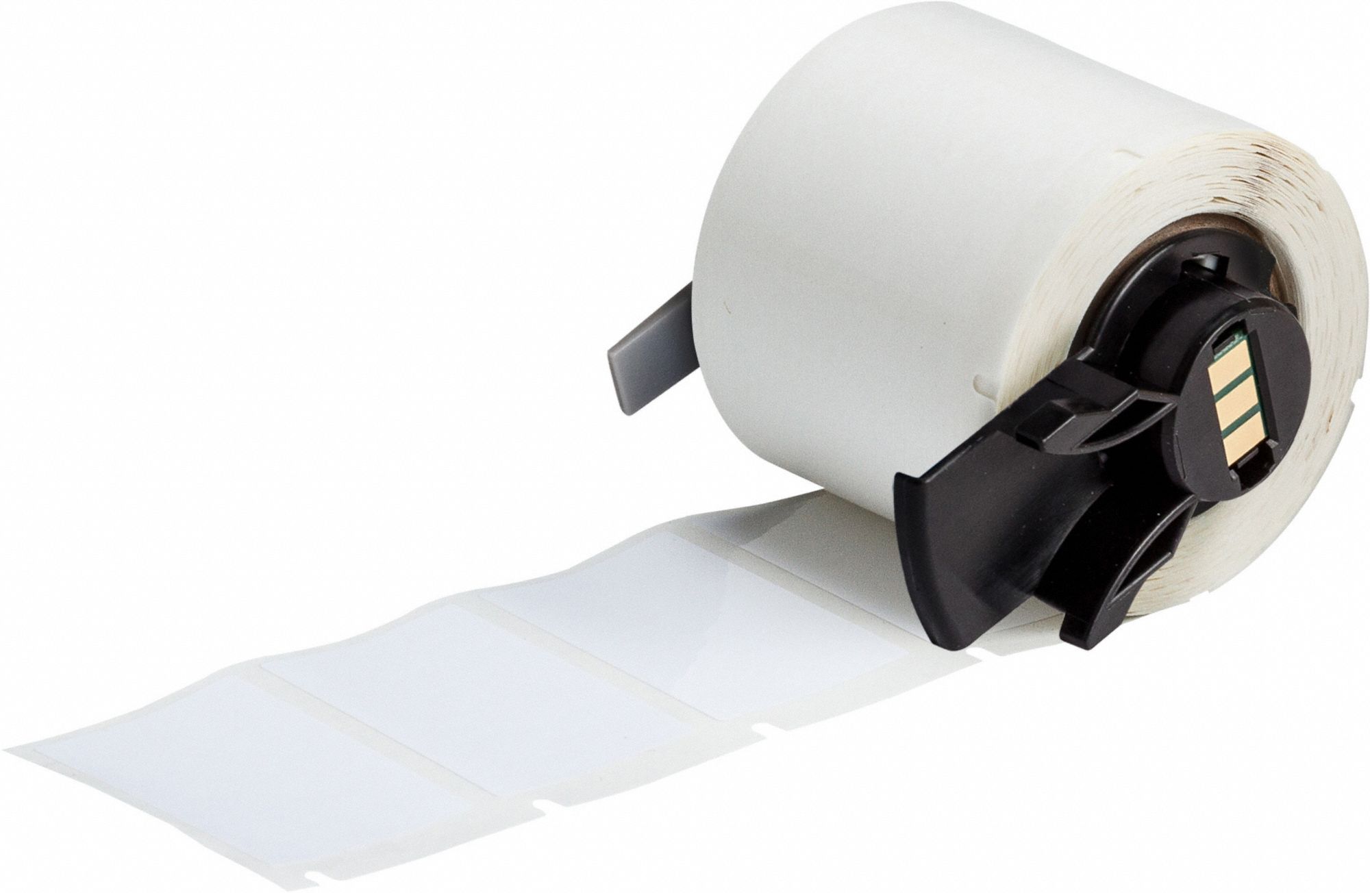 Pre-Cut Label Stock Roll: 1 in x 1 1/2 in, Rubber, Aggressive Adhesive/Permanent Adhesive
