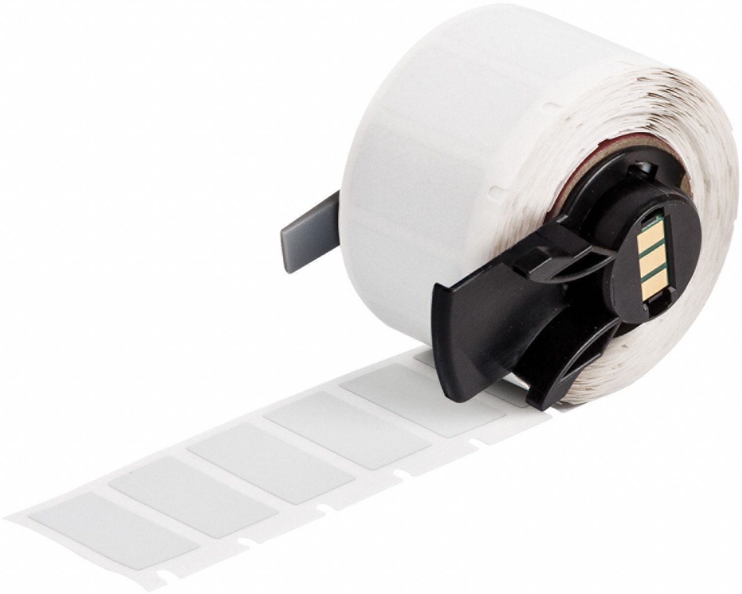 Pre-Cut Label Stock Roll: 1 in x 1 1/2 in, 1 1/2 in x 1 in, Polyester, Metal Detectable, Gray