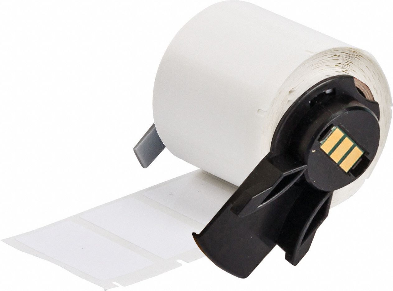 Wraparound Label: 1 in x 1 1/2 in, Vinyl, Black on White, For 10 AWG to 4 AWG Wire Gauge