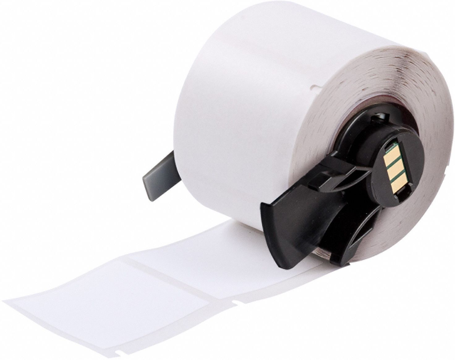 Pre-Cut Label Stock Roll: 1 1/2 in x 1 1/2 in, Rubber, Aggressive Adhesive/Permanent Adhesive