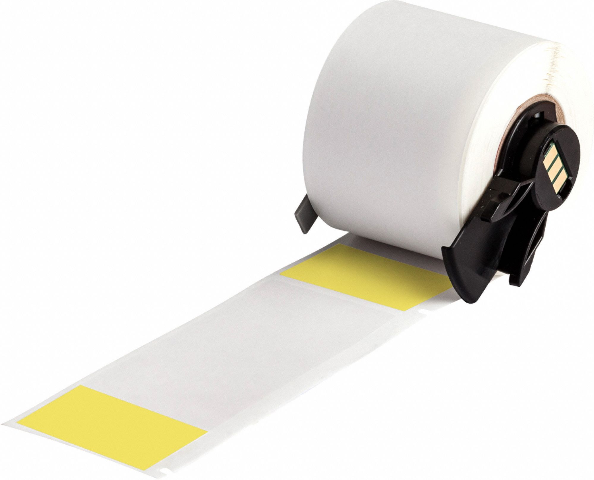 Wraparound Label: 4 in x 1 1/2 in, 1 1/2 in, Vinyl, Yellow (Matte), For 0.43 in to 0.96 in Wire Dia