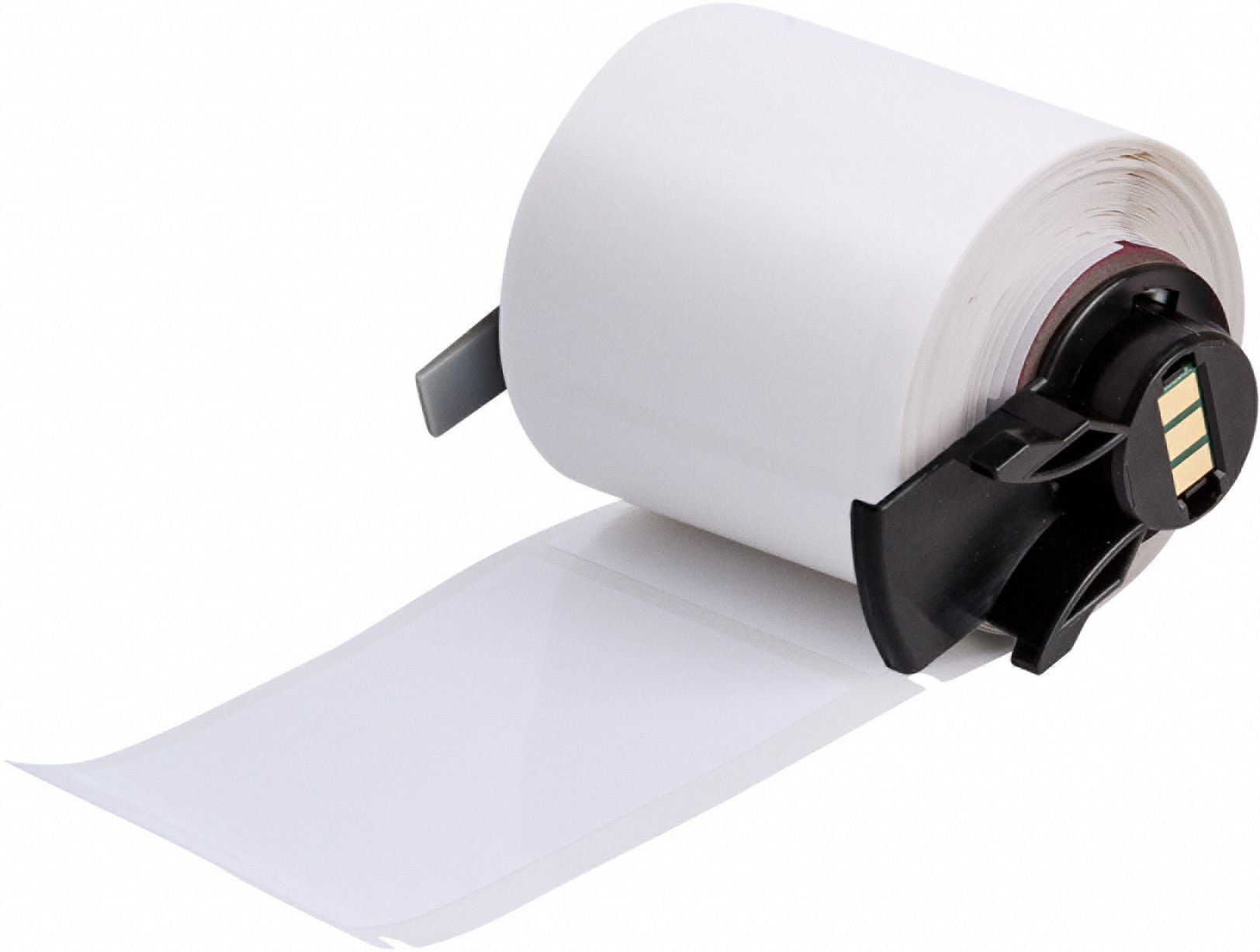 Pre-Cut Label Stock Roll: 1 29/32 in x 3 in, Acrylic, Aggressive Adhesive/Permanent Adhesive