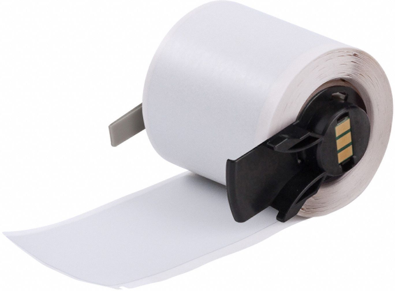 Pre-Cut Label Stock Roll: 1 29/32 in x 3 in, 3 in x 1 29/32 in, Polyester, Gray, 100 Labels per Roll