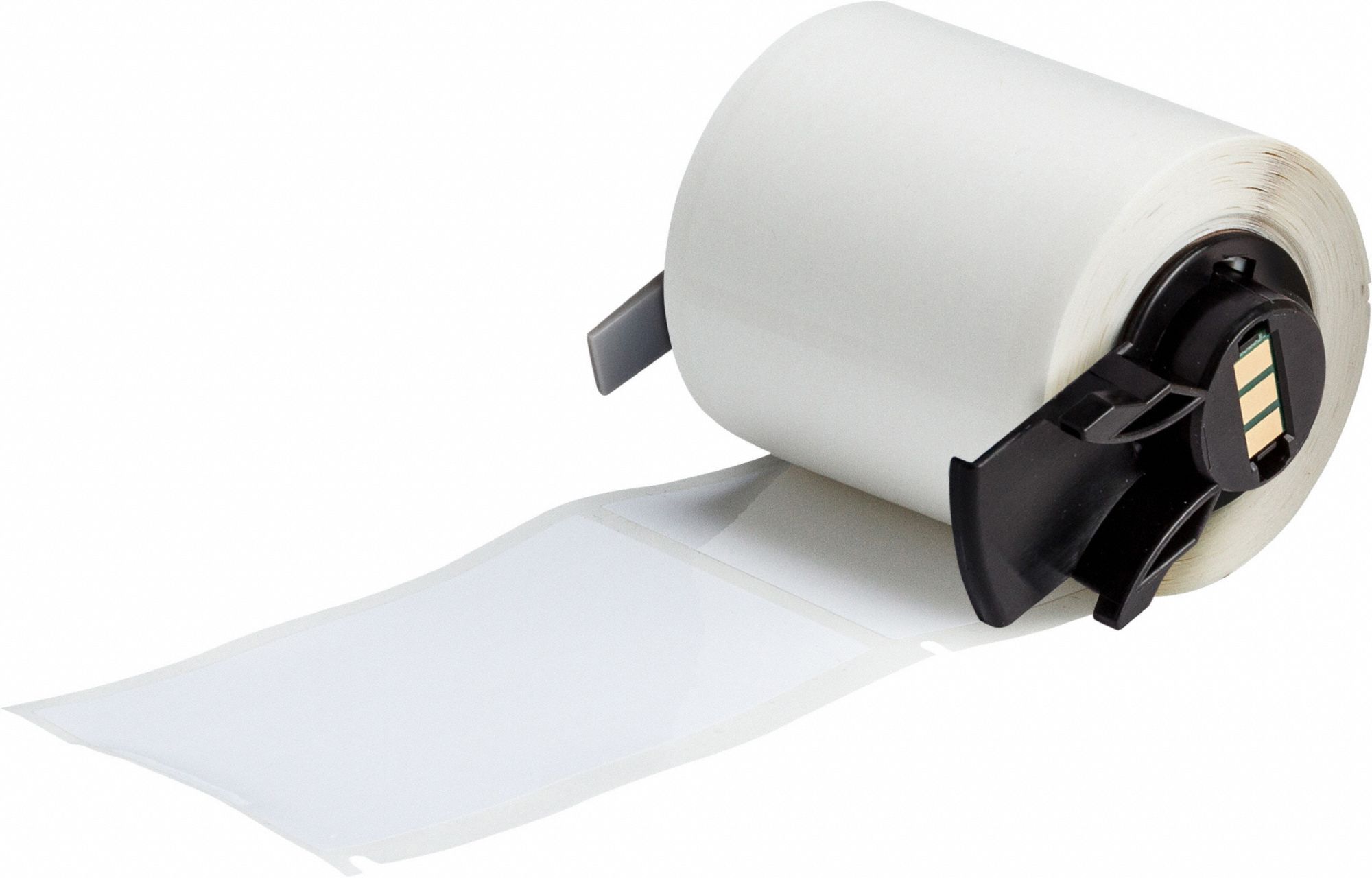 Pre-Cut Label Stock Roll: 1 29/32 in x 3 in, Rubber, Aggressive Adhesive/Permanent Adhesive