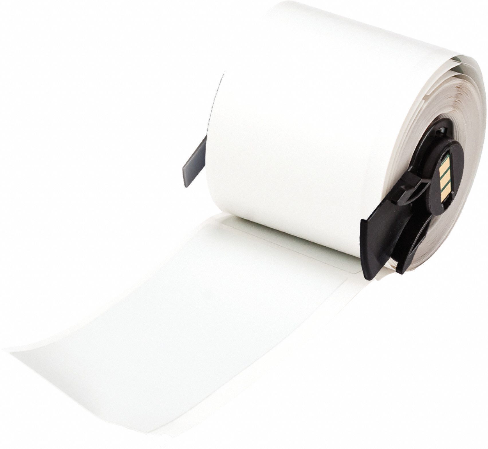 Pre-Cut Label Stock Roll: 1 29/32 in x 4 in, 4 in x 1 29/32 in, Polyester, Gray, 100 Labels per Roll