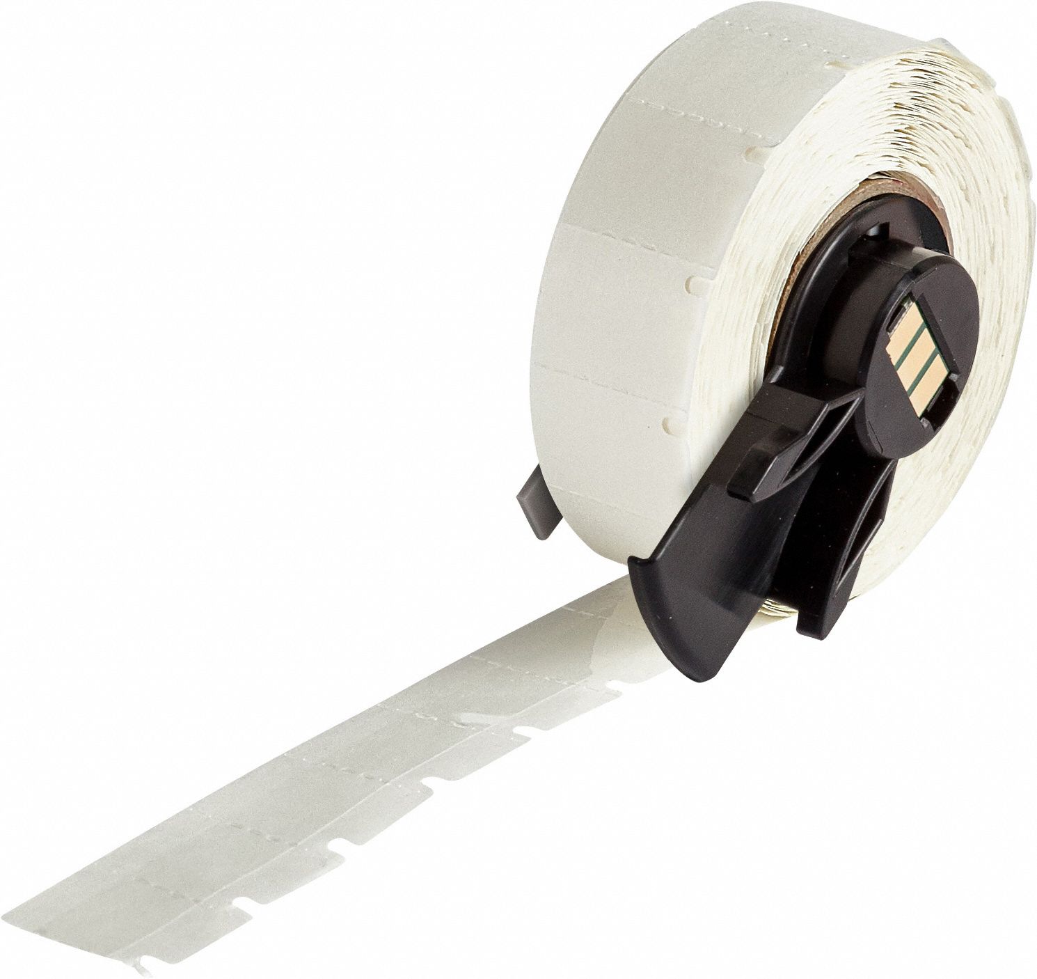 Pre-Cut Label Stock Roll: 19/32 in x 3/8 in, Acrylic, Aggressive Adhesive/Permanent Adhesive