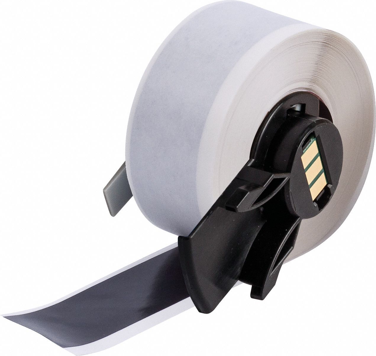 Continuous Label Stock: 1 in x 50 ft, Vinyl, Black (Gloss), Outdoor