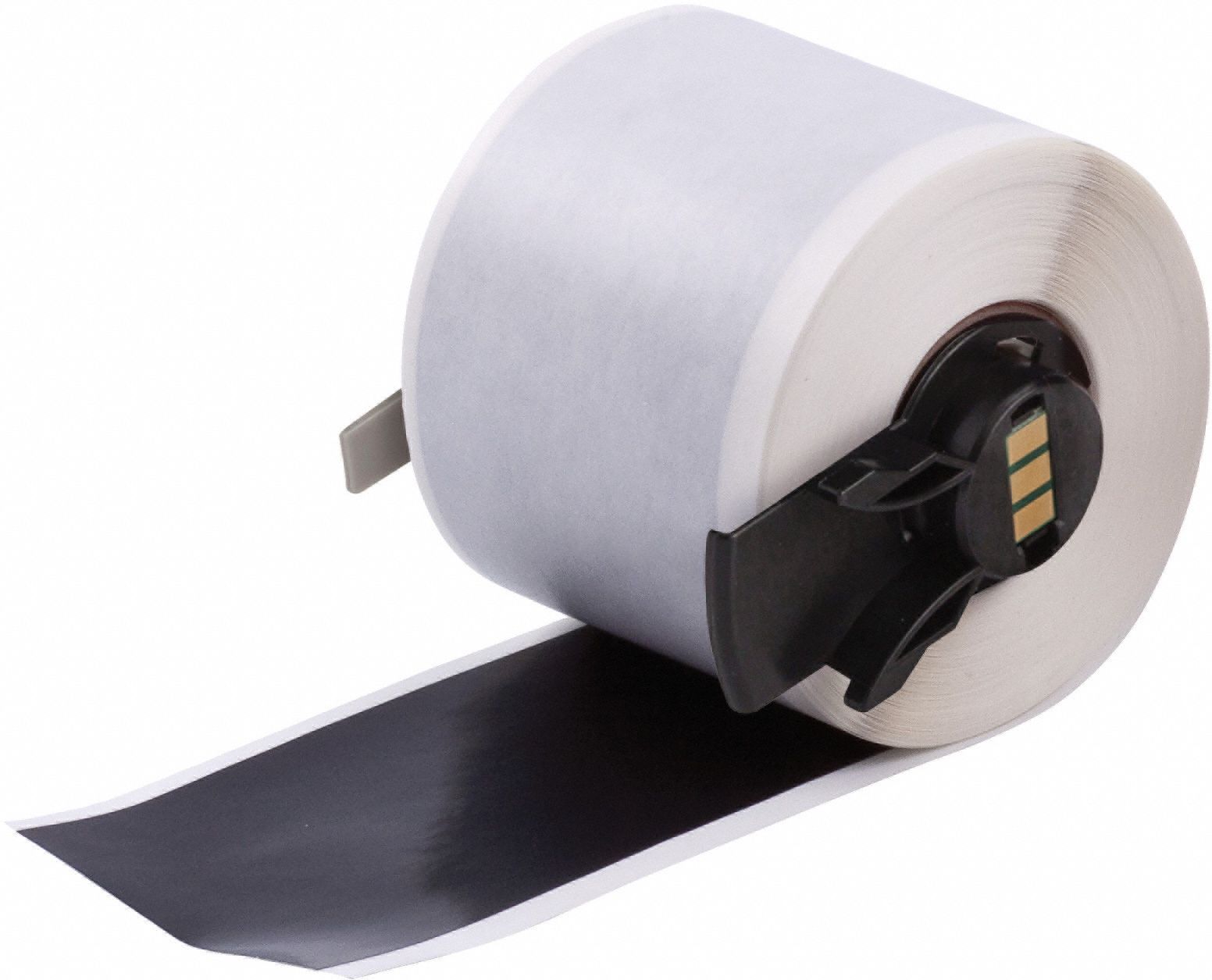 Continuous Label Stock: 1 29/32 in x 50 ft, Vinyl, Black (Gloss), Outdoor