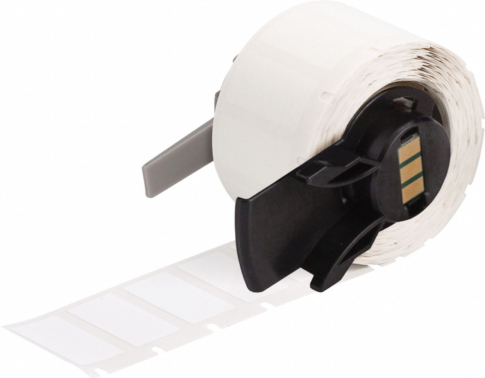 Pre-Cut Label Stock Roll: 13/64 in x 1/2 in, Acrylic, Aggressive Adhesive/Permanent Adhesive