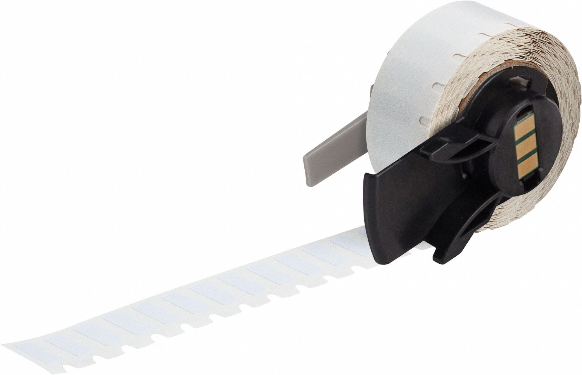 Pre-Cut Label Stock Roll: 13/64 in x 1/2 in, 1/2 in x 13/64 in, Polyester, White (Gloss)