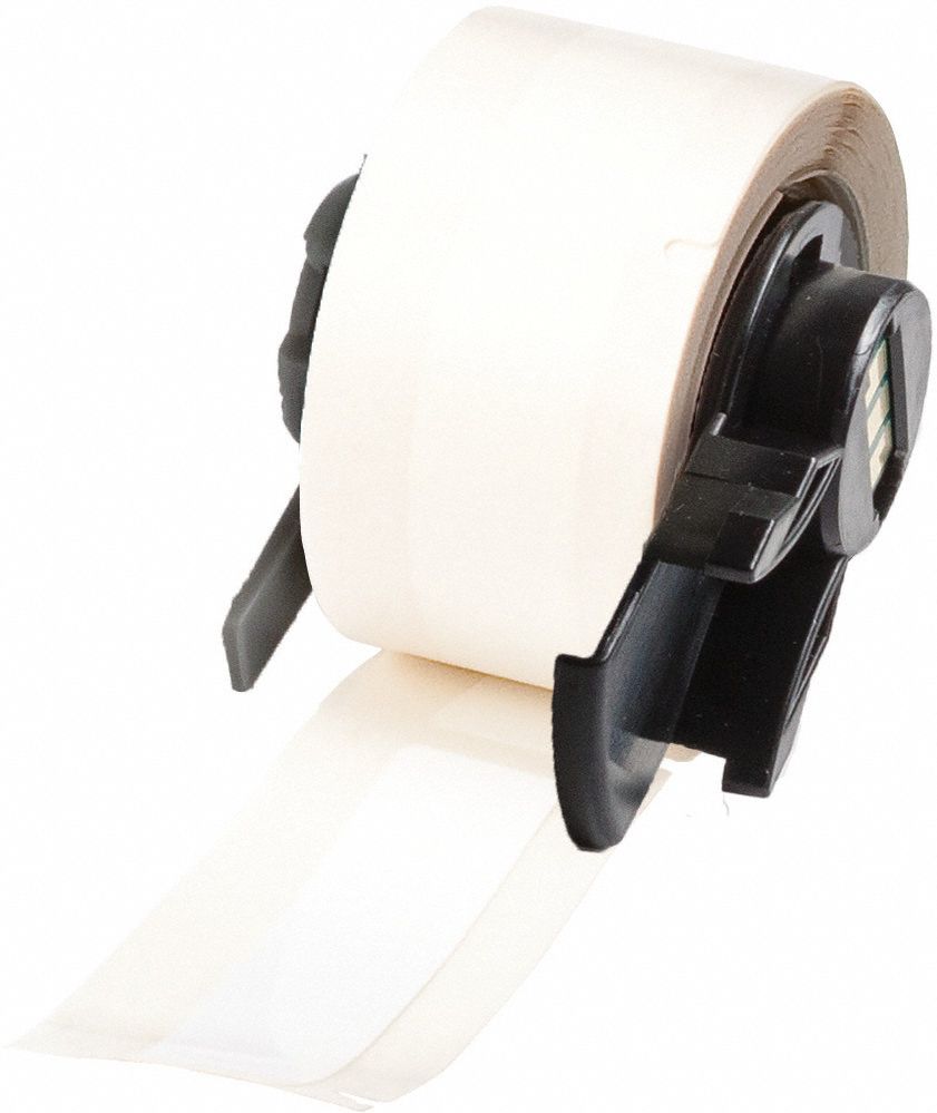 Pre-Cut Label Stock Roll: 2 in x 1/2 in, Rubber, Aggressive Adhesive/Permanent Adhesive, 100 Labels