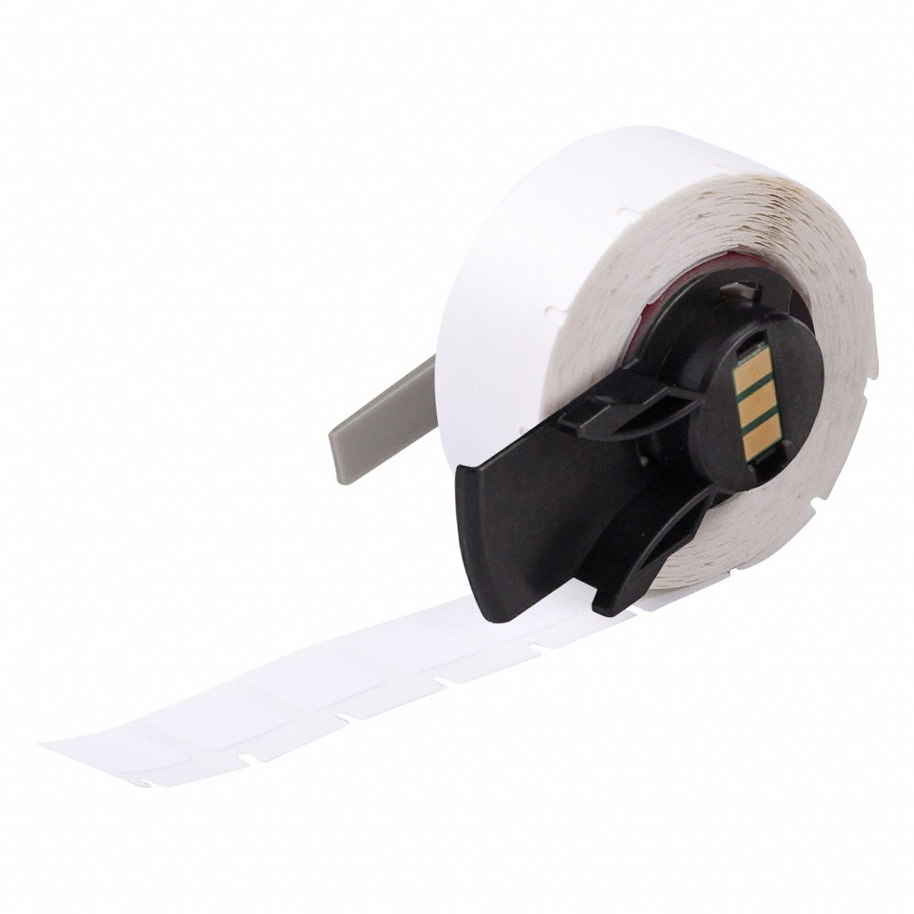 Pre-Cut Label Stock Roll: 1/2 in x 1/2 in, Acrylic, Aggressive Adhesive/Permanent Adhesive