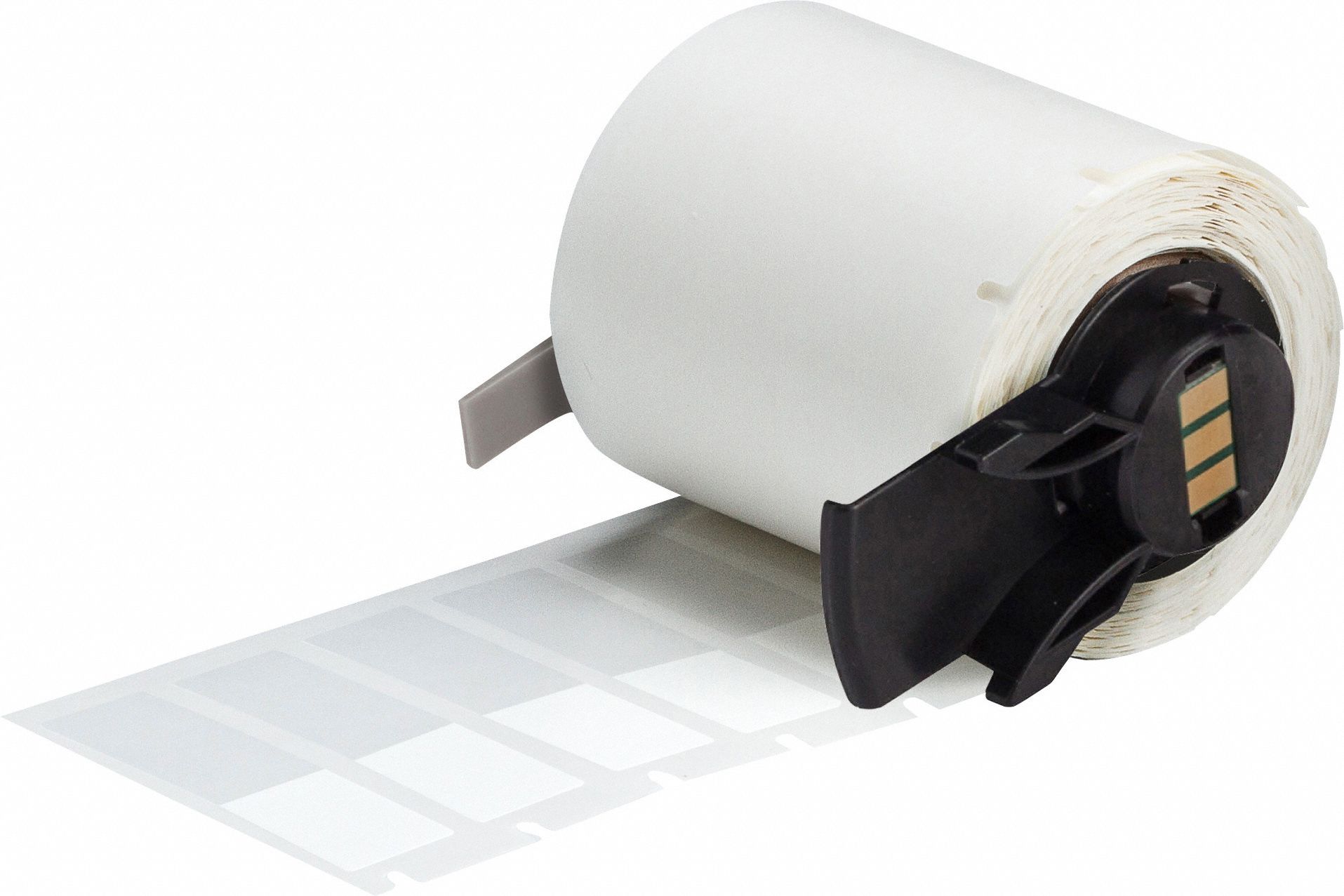 Pre-Cut Label Stock Roll: Rectangle, 1/2 in x 1 51/64 in, 1 51/64 in x 1/2 in, Clear/White