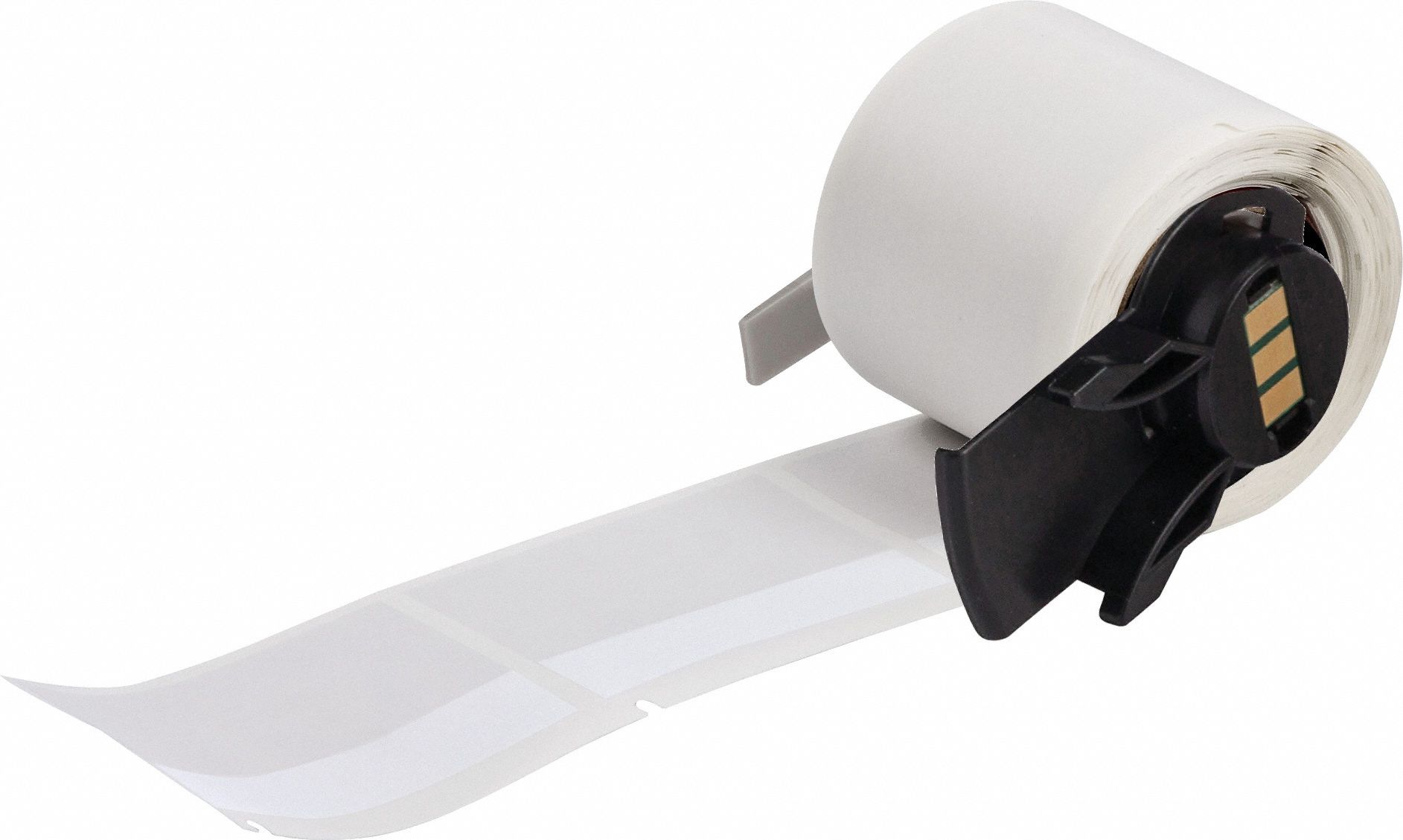 Pre-Cut Label Stock Roll: Rectangle, 19/32 in x 1 5/8 in, 1 5/8 in x 19/32 in, Clear/White