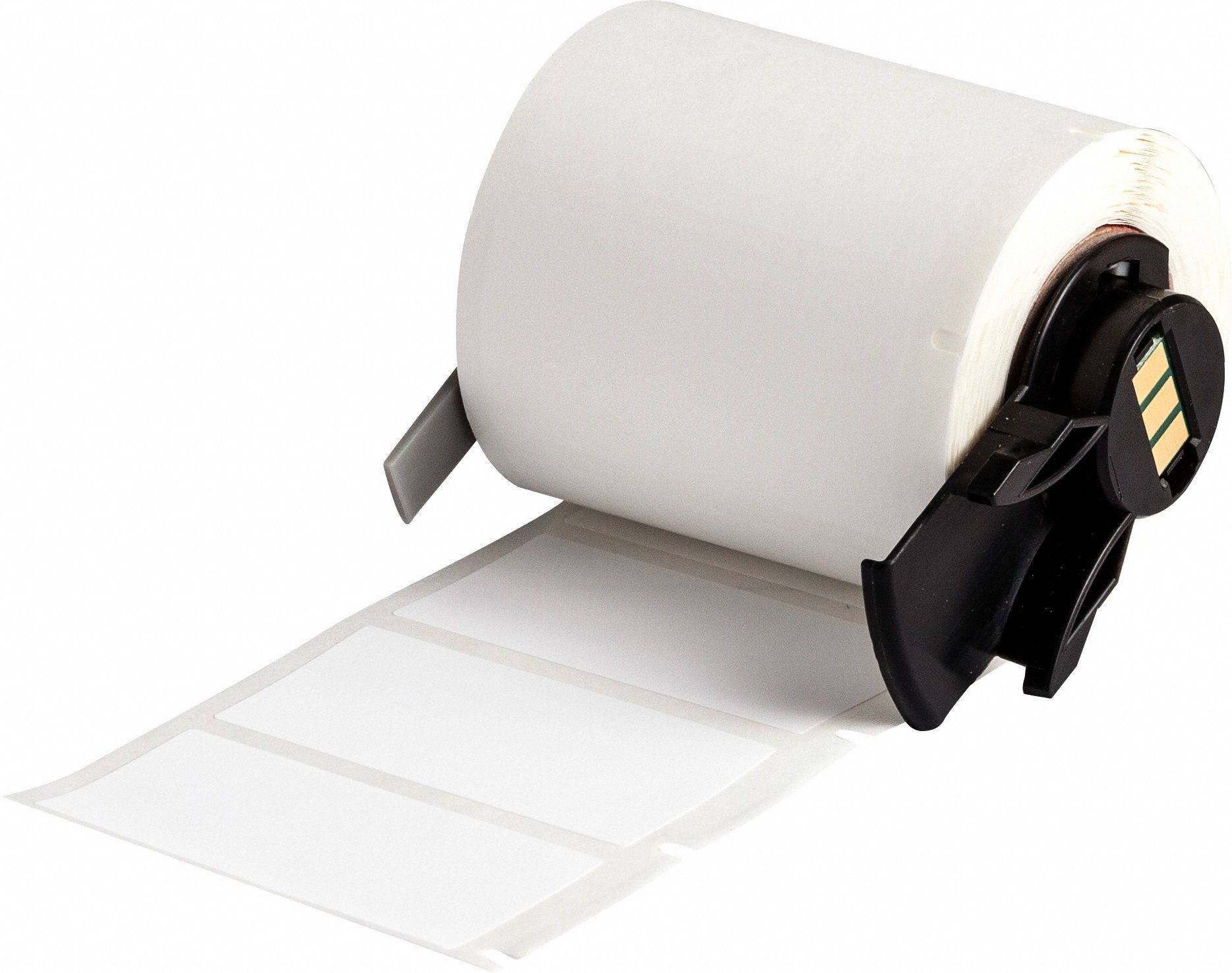 Pre-Cut Label Stock Roll: 1 in Label Ht, 1 29/32 in Label Wd, 1 in Roll Lg, White