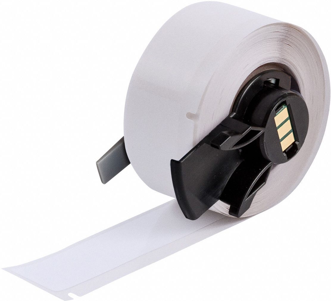 Continuous Label Stock: 1/2 in x 50 ft, Polyester, White (Gloss), Outdoor