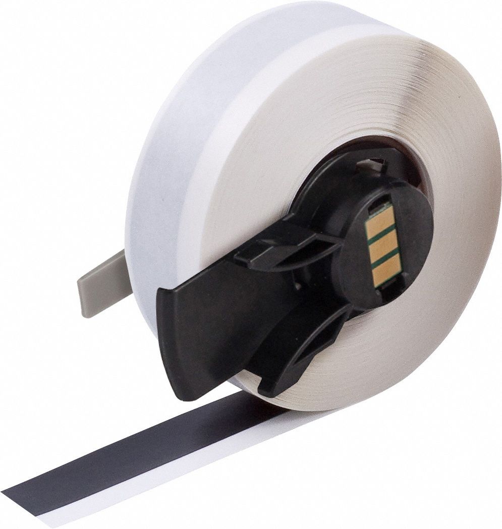 Continuous Label Stock: 1/2 in x 50 ft, Vinyl, Black (Gloss), Outdoor