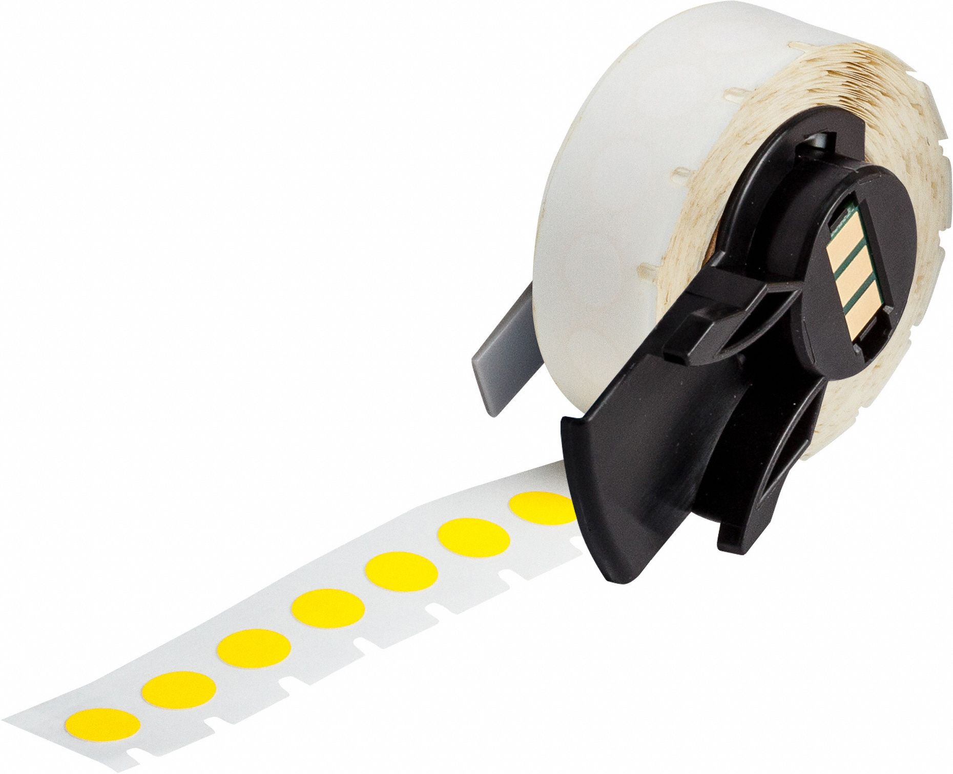 Pre-Cut Label Stock Roll: Circle, 3/8 in x 3/8 in, 3/8 in, Cryogenic Autoclavable Nylon, Yellow