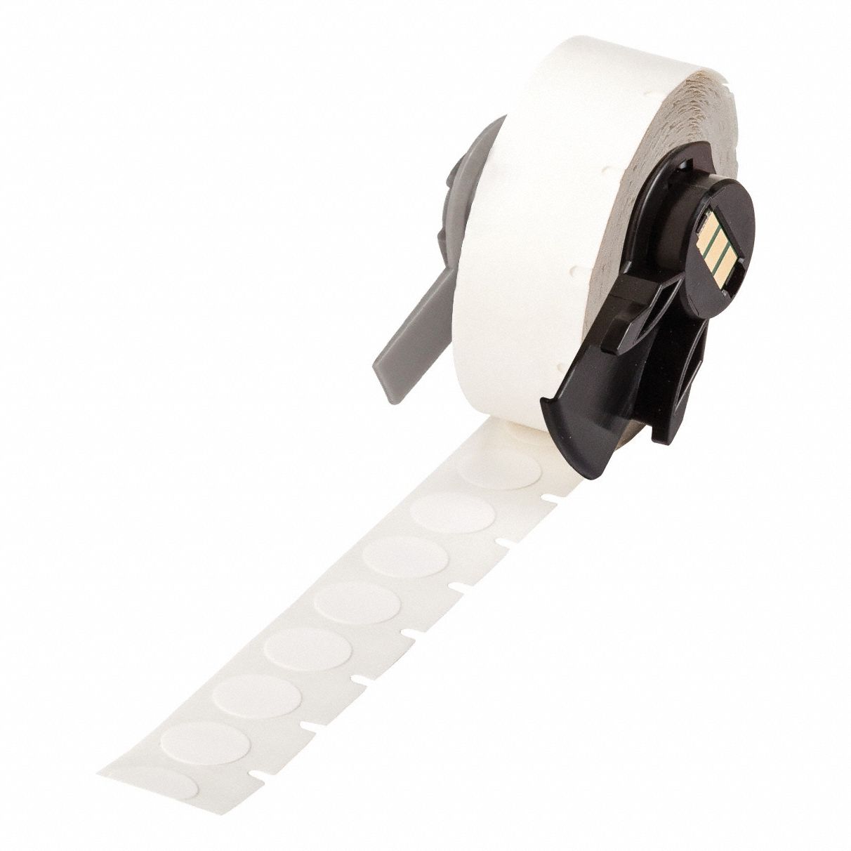 Pre-Cut Label Stock Roll: Circle, 1/2 in x 1/2 in, 1/2 in, Cryogenic Autoclavable Nylon, White
