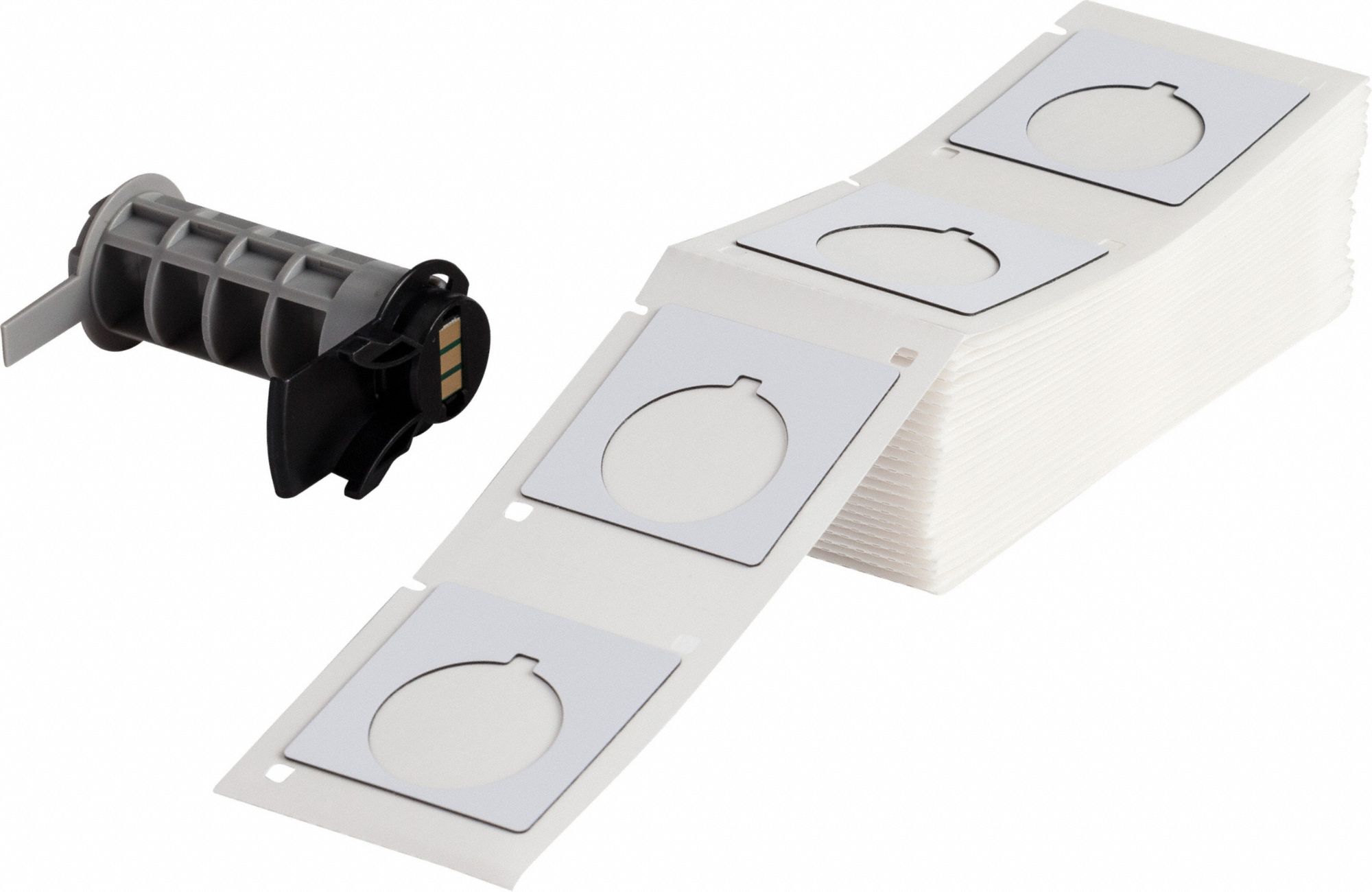 LABEL, 1 51/64 IN X 1 51/64 IN, POLYESTER, WHITE, GLOSS, 100 LABELS PER ROLL