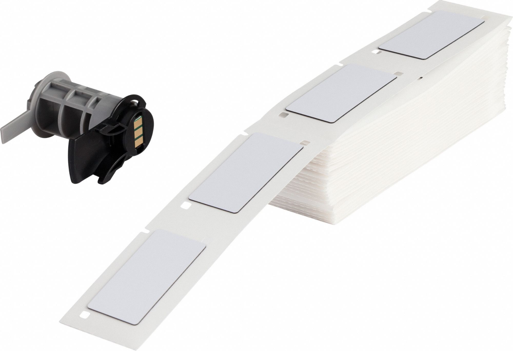 Pre-Cut Label Stock Roll: 2 in x 1 in, Polyester, White (Gloss), 100 Labels per Roll