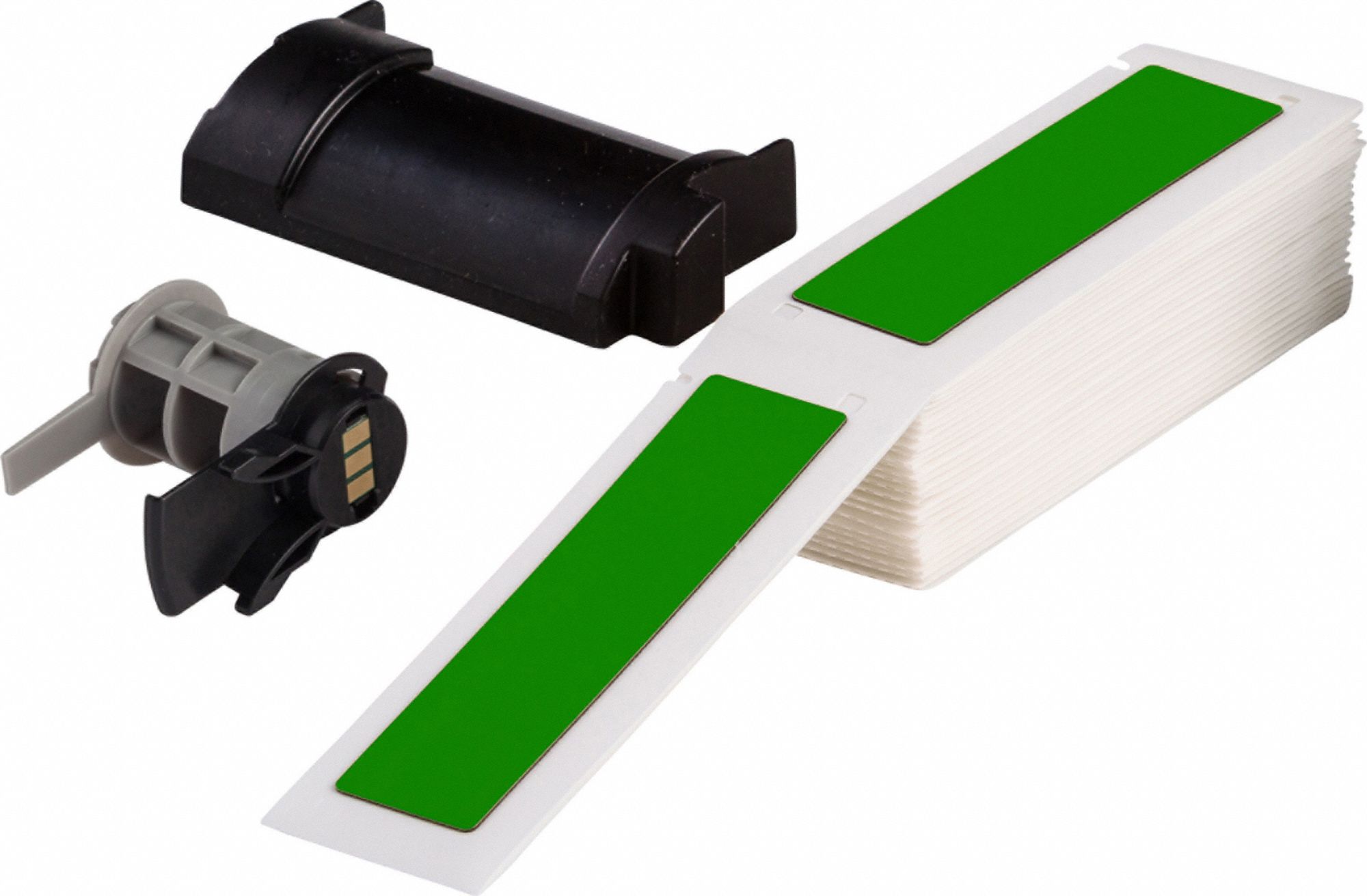 Pre-Cut Label Stock Roll: 4 in x 1 in, Polyester, Green (Gloss), 50 Labels per Roll